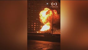 Truck carrying hundreds of propane tanks catches fire on LIE