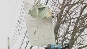 Front door sent flying into power lines during Bronx explosion