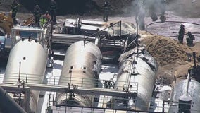 Explosion and fire at asphalt plant on Long Island