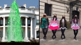 White House fountains dyed green for St. Patrick’s Day, dancers line up at Irish embassy