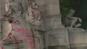 Columbus Circle monument vandalized during anti-police protest