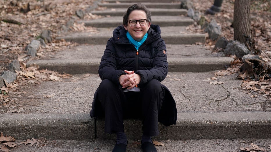 Rabbi Sharon Kleinbaum poses for a photo near her home in New York, Sunday, March 14, 2021. 