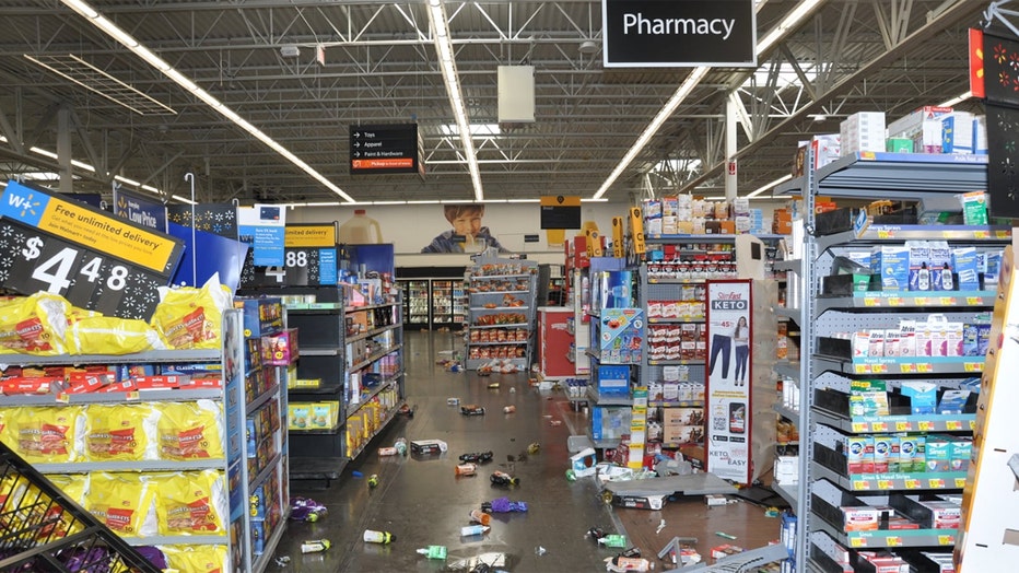 The police department released photos showing damage in the Walmart. (Concord Police Dept.)
