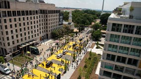 BLM plaza paved over due to planned maintenance; no date given for repainting