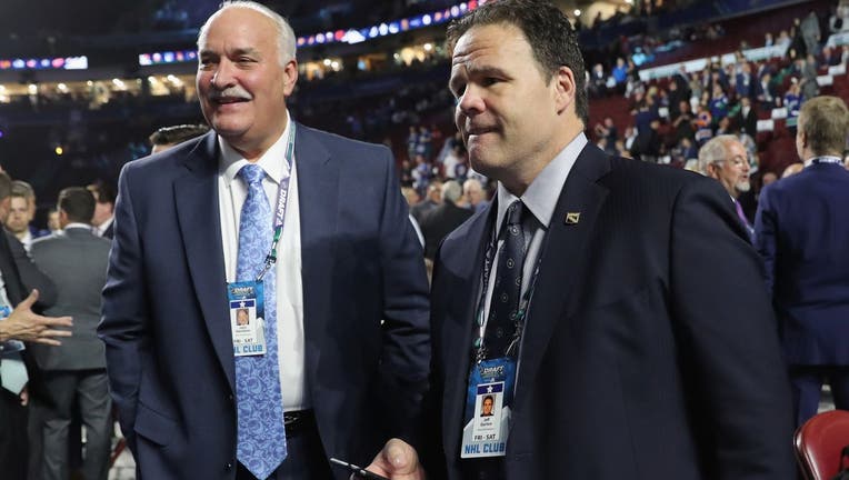 John Davidson and Jeff Gorton of the New York Rangers
