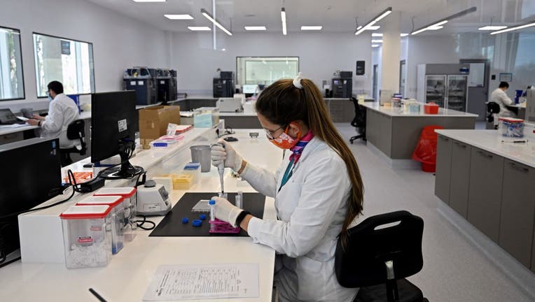 Scientists work at the mAbxience biosimilar monoclonal antibody laboratory plant
