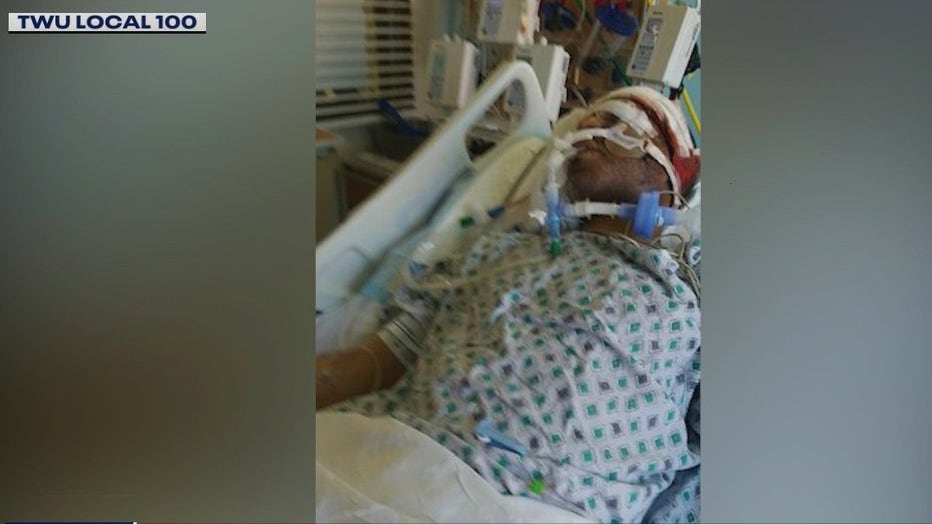 An off-duty subway conductor was slashed in the face with an orange box cutter.