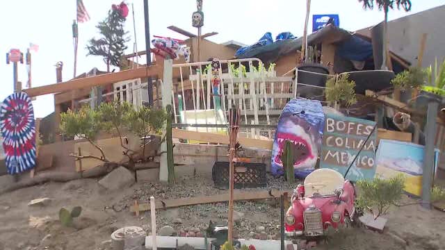 Homeless man builds hillside estate along California freeway