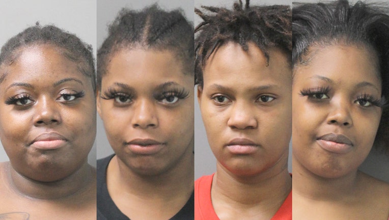 (L to R) Shariel Stith, Fantasia Hall, Sada Stricklin and Michelle Freeman were arrested on Long Island at a Walmart Grocery Express Store. (NCPD)