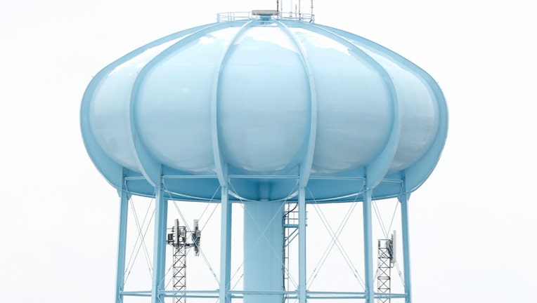 A file image shows a water tower. (Photo by Ron Jenkins/Getty Images)