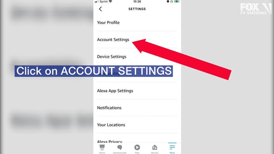 Click on ACCOUNT SETTINGS