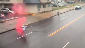 WATCH: Dye pack explodes on suspected bank robber in New Jersey