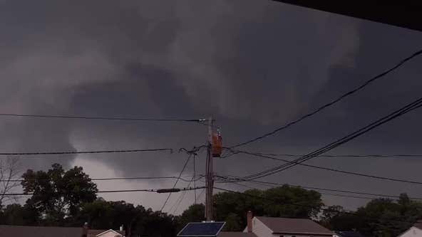 Funnel cloud rotation seen during tornado-warned storm in NJ