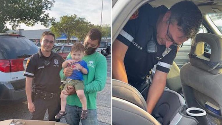 Suffolk County Police Officer Pete Zotos purchased a car seat for a man he pulled over after he noticed the boy was too small for the seat he was in. (SCPD)