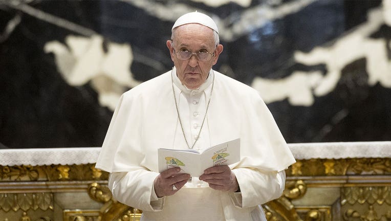 Pope Francis leads a prayer and reflection for peace In Lebanon in St. Peter's Basilica at the Conclusion of the Ecumenical day of Prayer for Lebanon on July 01, 2021 in Vatican City, Vatican. (Photo by Vatican Pool/Getty Images)