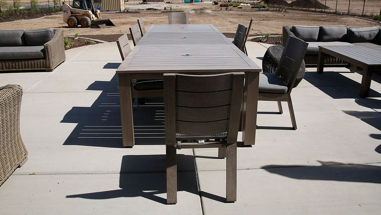 Patio furniture is seen on a deck in Tracy, CA. (Photo By Lea Suzuki/The San Francisco Chronicle via Getty Images)