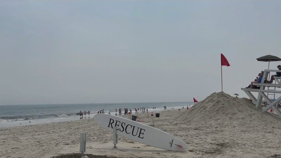 Officials were investigating a possible shark attack on a lifeguard at Jones Beach on Long Island.