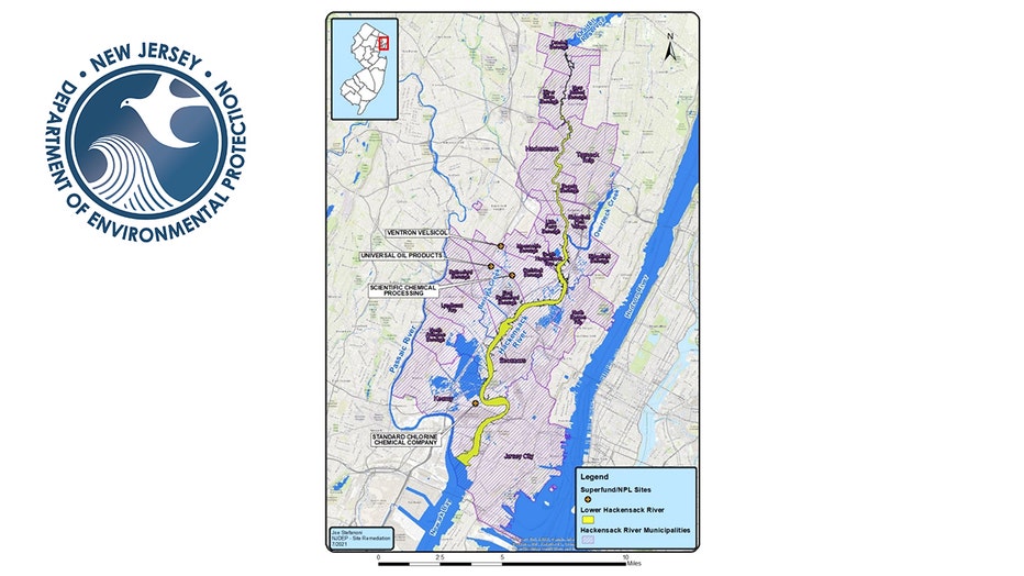 A map of the lower Hackensack River region
