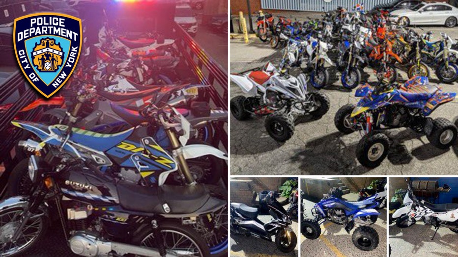 Images of illegal dirt bikes, ATVs, scooters