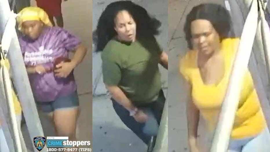 The NYPD released photos of three women wanted for attacking a 61-year-old woman and stealing her walker.