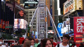 Knocked over planter causes panic in Times Square