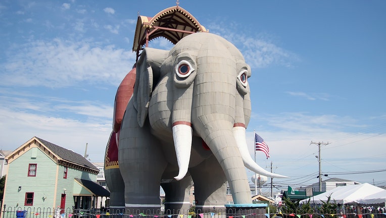 View of a large tourist attraction known as Lucy the Elephant