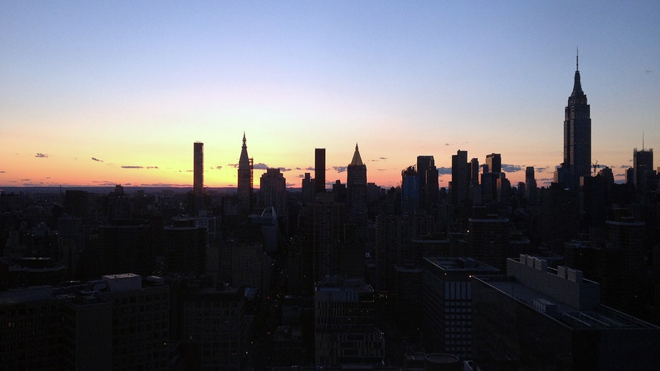 The Midtown Manhattan skyline at dusk