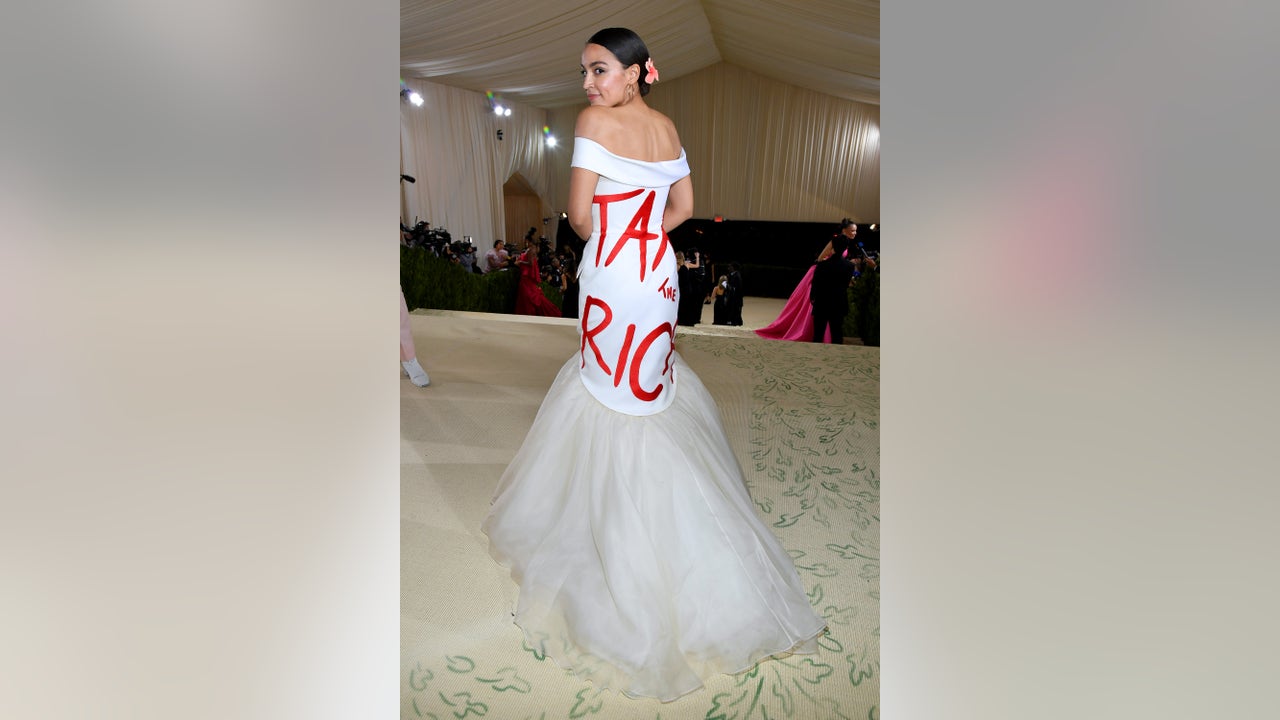 AOC wears gown with 'Tax the Rich' on it to Met Gala