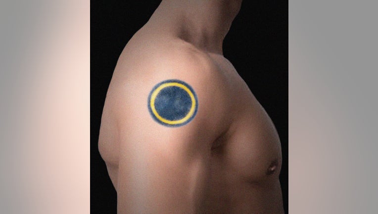 A representation of a tattoo found on the right shoulder of an unidentified body found off the shore of Sea Bright, New Jersey.