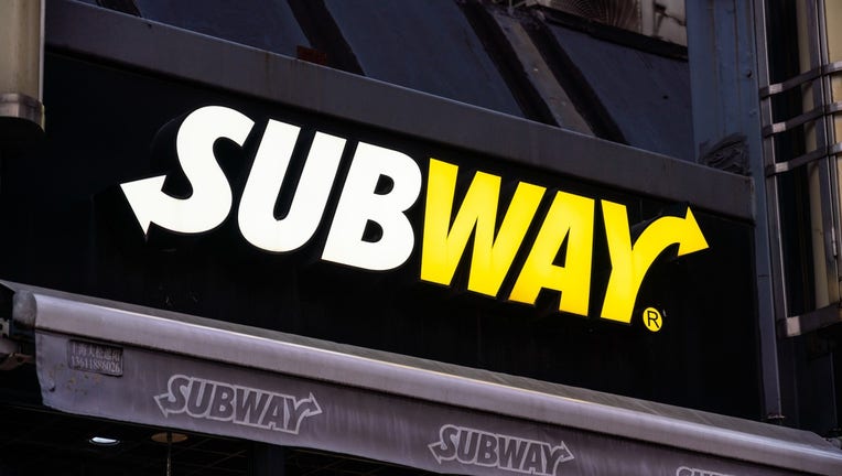 A Subway restaurant sign. (Photo by Alex Tai via Getty Images)