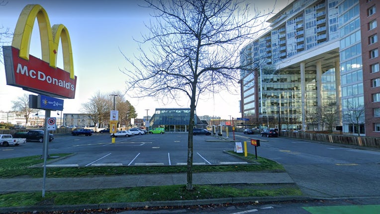 The McDonald's where a man was crushed to death is seen at the intersection of Main and Terminal Streets in Vancouver. (Google Maps)