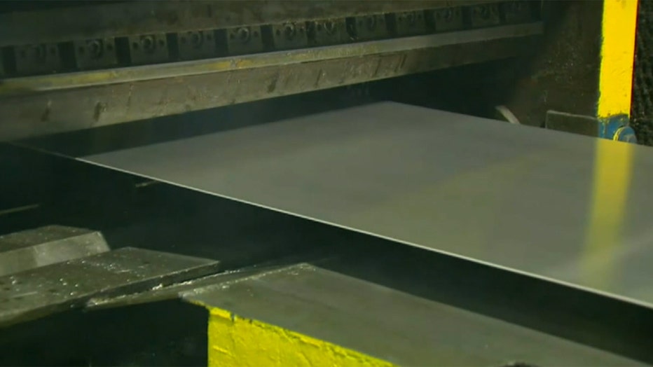 A sheet of aluminum in a factory