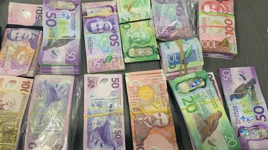 The confiscated cash is shown in a police photo. (New Zealand Police)
