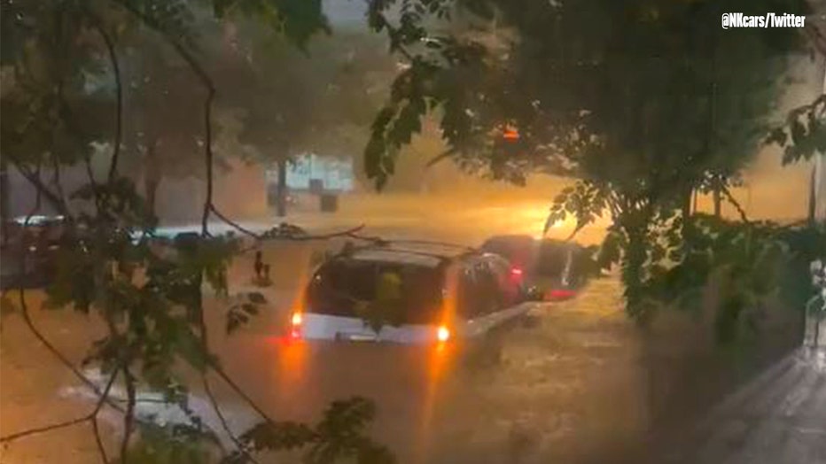 Caption: A photo captures historic flooding on Hamilton Street near New Jersey Railroad Avenue in the Ironbound section of Newark, New Jersey on Wednesday, Sept. 1, 2021. Photo by Nick Kurczewski
