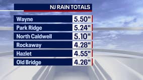 New Jersey nor'easter rainfall totals