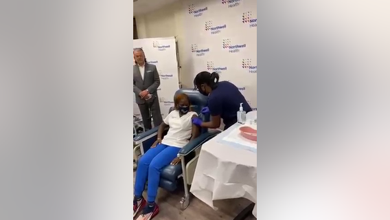 First American COVID-19 vaccine recipient gets booster shot on Long Island