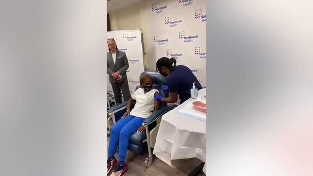 First American COVID-19 vaccine recipient gets booster shot on Long Island