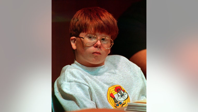 In this Aug. 11, 1994 file photo, Eric Smith is shown in Steuben County Court in Bath, N.Y., during his murder trial. (AP Photo/John Hickey)