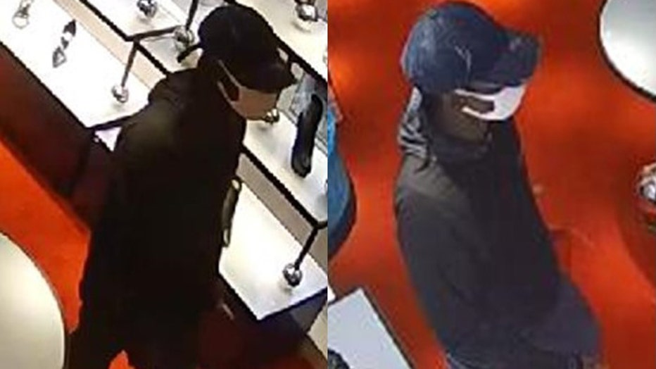 Two robbers made off with six handbags valued at more than $10,000 from the Christian Louboutin store on Horatio Street.