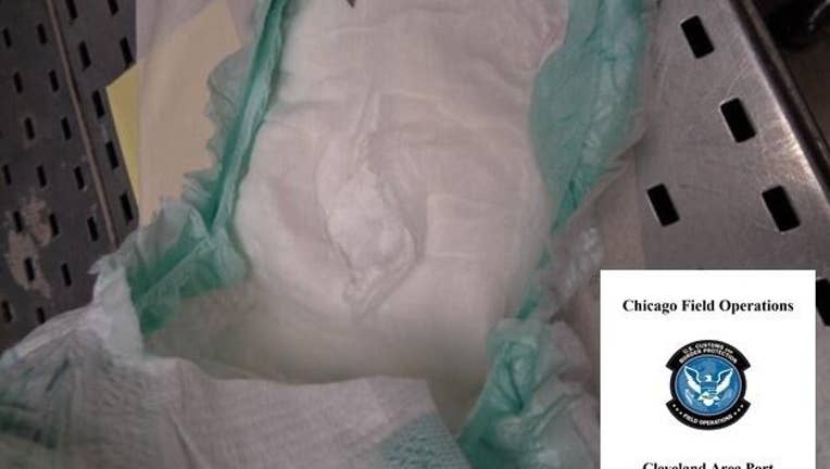 A shipment of diapers coming from Texas and ​​​​​heading to Australia contained more than four pounds of methamphetamine. 