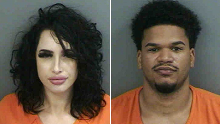 Summer Watkins (left) allegedly performed oral sex on Yordan Noa in the backseat of a police car.