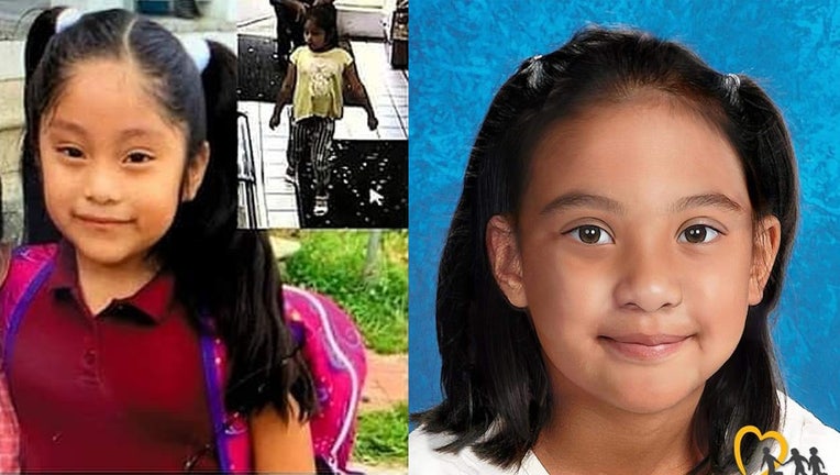 A rendering of what Dulce Maria Alavez might look like today (right) is next to a photo released in 2019 when we disappeared.