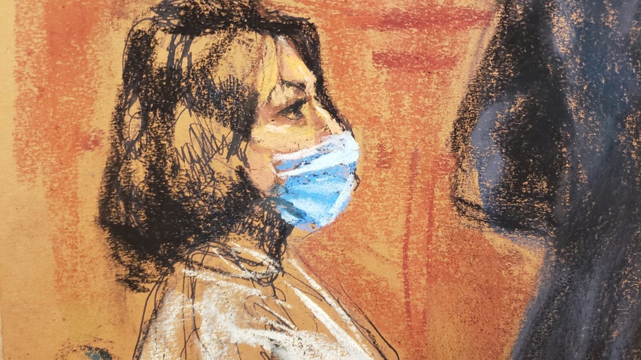 Ghislaine Maxwell listens in court. (Jane Rosenberg)