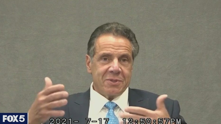 Former NY Gov. Andrew Cuomo testifies during a sexual harassment investigation against him.