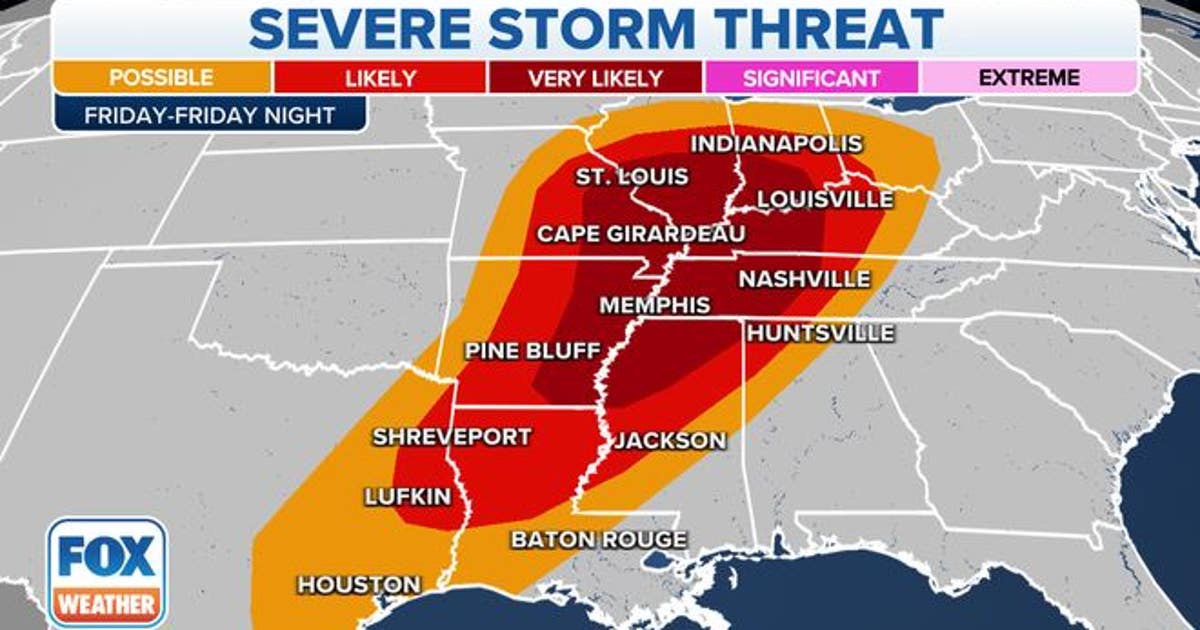 Severe storms, including tornado risk, expected Friday night for mid ...