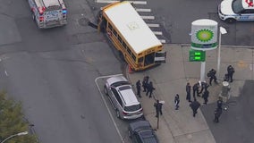 Stolen bus crashes into cars in Brooklyn