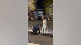 Man drops engagement ring in fountain while proposing at AT&T Stadium