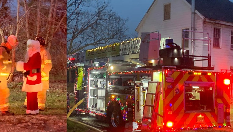 Images provided by Reliance Fire Company show Santa Clause and a fire truck at the fire.
