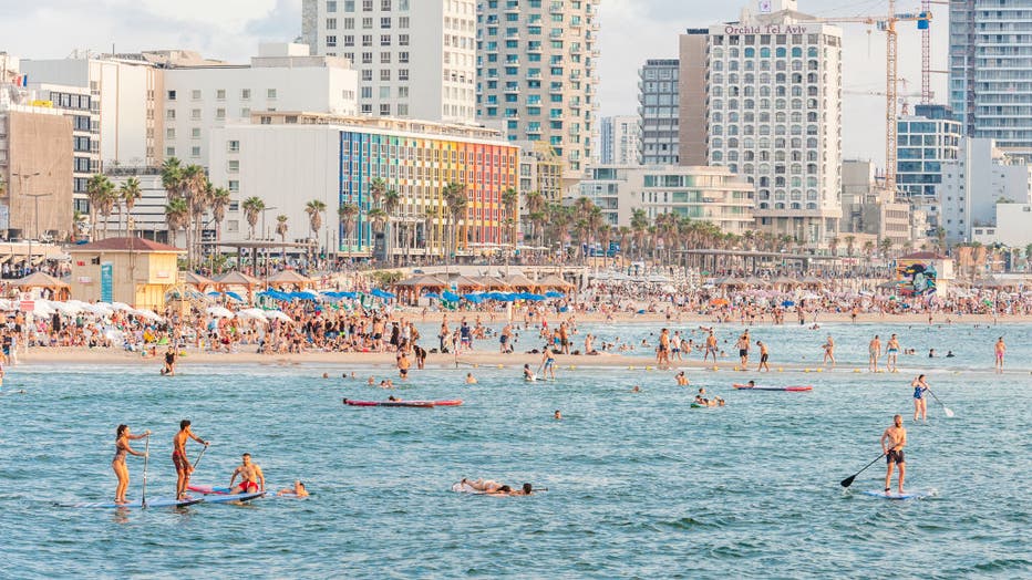 Cityscape from the beach of Tel Aviv, Israel