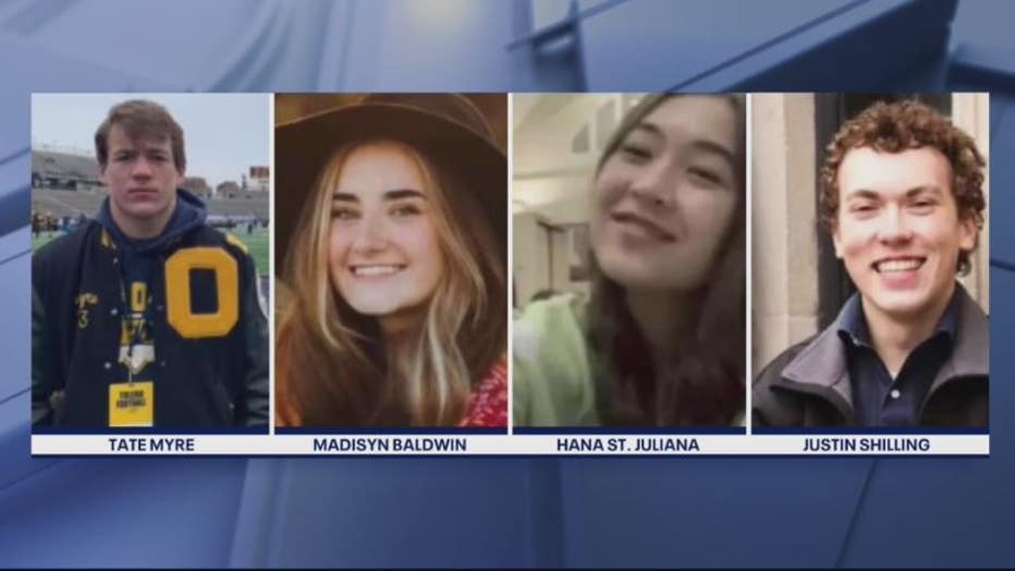 The four fatally shot Oxford students who died from Tuesday's attack.